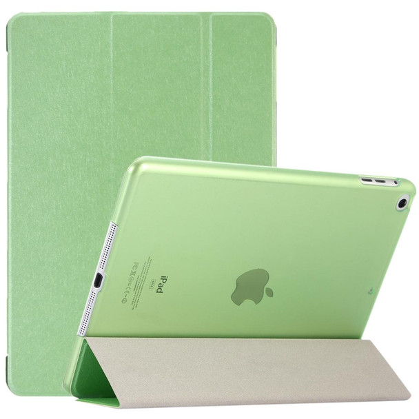 iPad 9.7 (2018) & iPad 9.7 inch (2017) & iPad Air Silk Texture Horizontal Flip Leather Case with Three-folding Holder(Green)