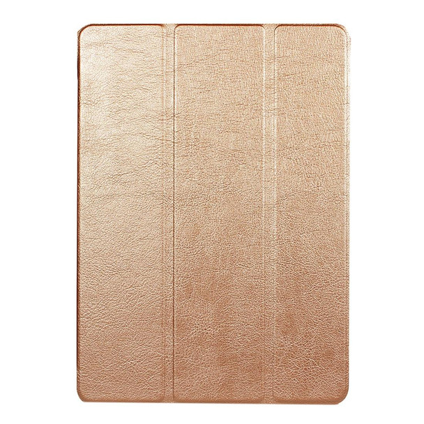 iPad 9.7 (2018) & iPad 9.7 (2017) Custer Texture Horizontal Flip Leather Case with Three-folding Holder & Sleep / Wake-up Function(Gold)