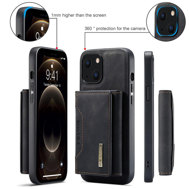 DG.MING M2 Series 3-Fold Card Bag + Magnetic Shockproof Case with Wallet & Holder Function - iPhone 13(Black)