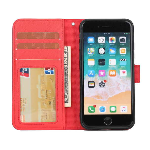 Cross Texture Detachable Leatherette Phone Case - iPhone SE 2022 / SE 2020 / 8 / 7(Red)