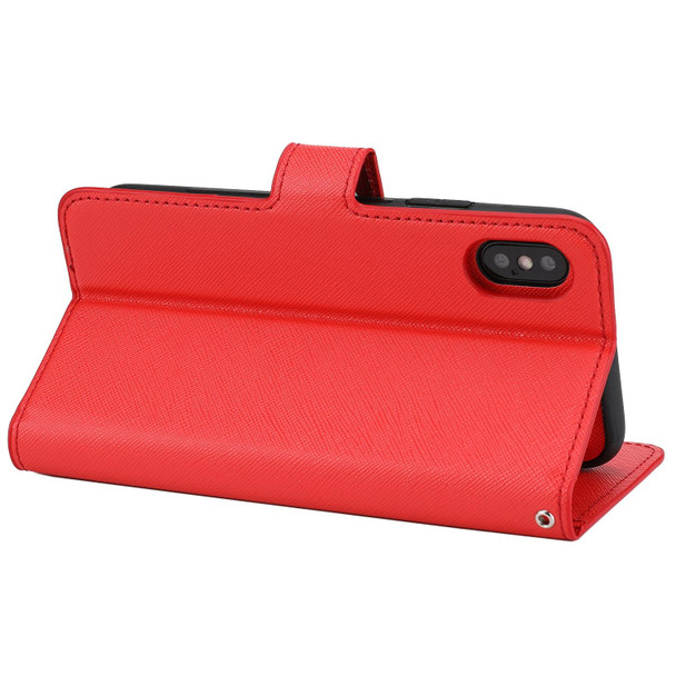 Cross Texture Detachable Leatherette Phone Case - iPhone XS Max(Red)