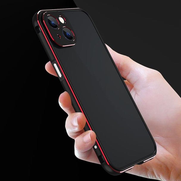 Aurora Series Lens Protector + Metal Frame Protective Case - iPhone 13(Black Silver)