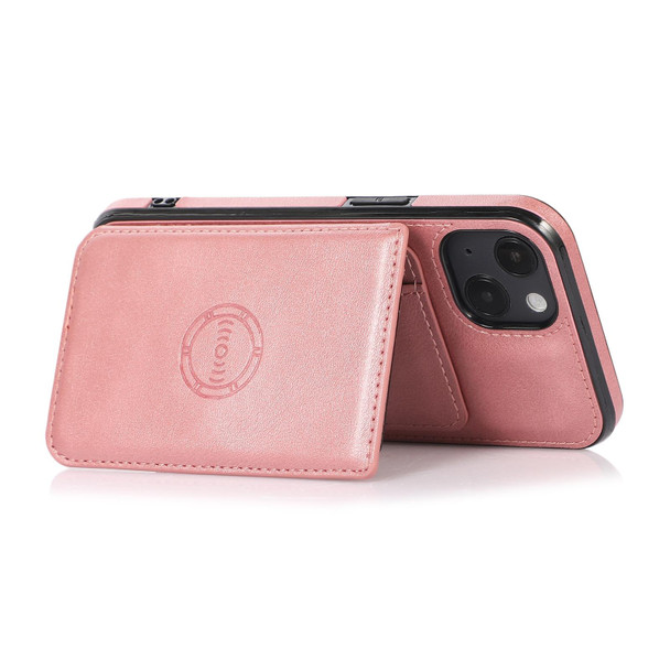 Calf Texture Magnetic Card Bag PU Shockproof Case with Holder & Card Slot - iPhone 13(Rose Gold)