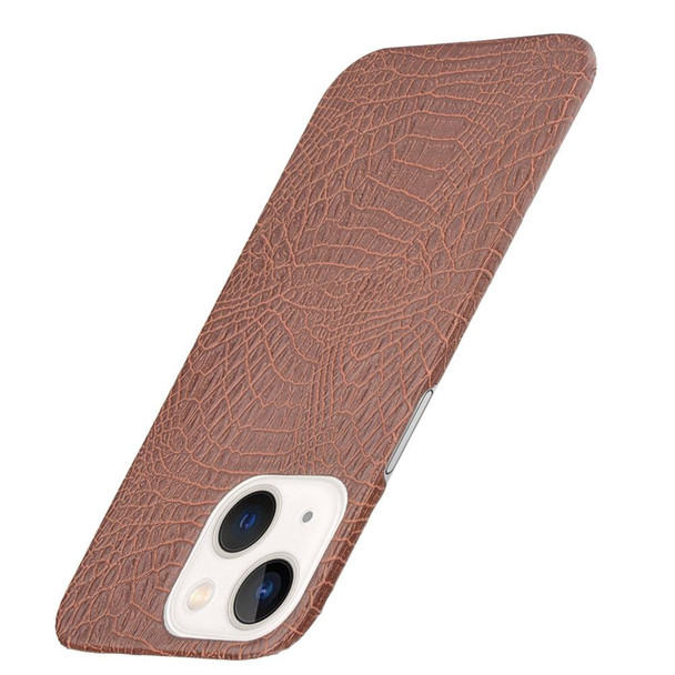 Crocodile PU + PC Phone Case - iPhone 13(Brown)