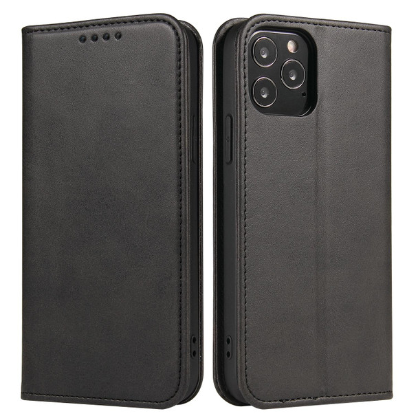 Calf Texture Magnetic Horizontal Flip Leatherette Case with Holder & Card Slots & Wallet - iPhone 12 / 12 Pro(Black)