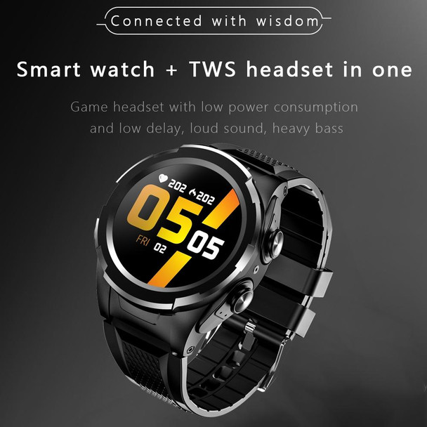 F6 1.28 inch IPS Screen 2 in 1 Bluetooth Earphone Smart Watch, Support Heart Rate & Blood Oxygen Monitoring / Bluetooth Music, Style:Steel Strap(Black)