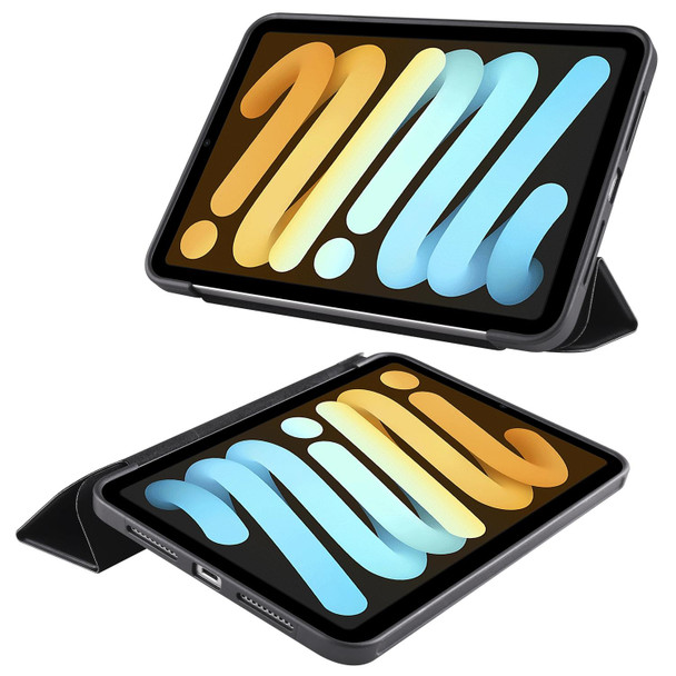 3-folding Horizontal Flip Honeycomb TPU Shockproof + PU Leatherette Tablet Case with Holder - iPad mini 6(Black)