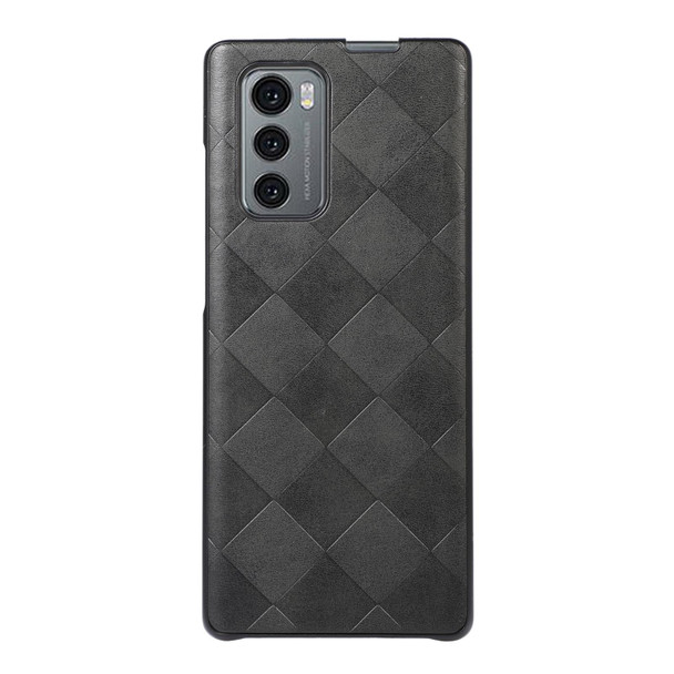 LG Wing 5G Weave Plaid PU Phone Case(Black)