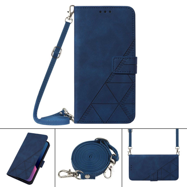 Crossbody 3D Embossed Flip Leatherette Phone Case - iPhone XS Max(Blue)