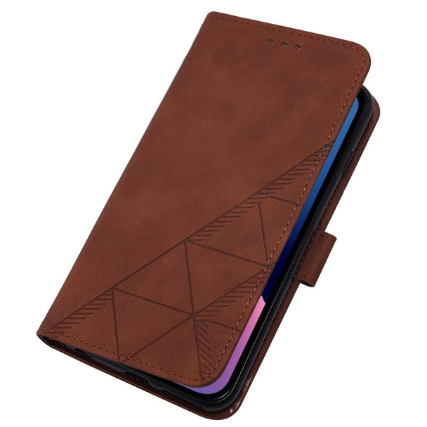 Crossbody 3D Embossed Flip Leatherette Phone Case - iPhone 13 Pro(Brown)