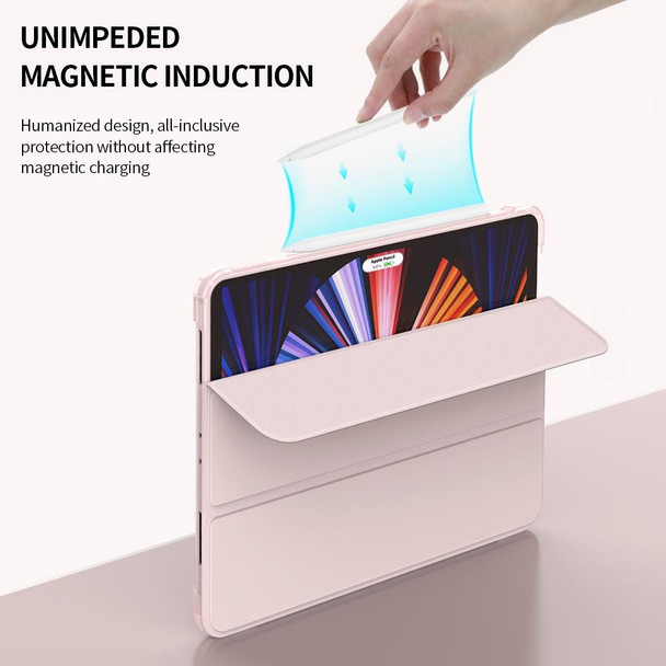 3-folding Horizontal Flip PU Leatherette + TPU Aitbag Shockproof Half Paste Tablet Case with Holder & Pen Slot & Sleep / Wake-up Function - iPad Pro 11 2020/2021(Lavender Grey)
