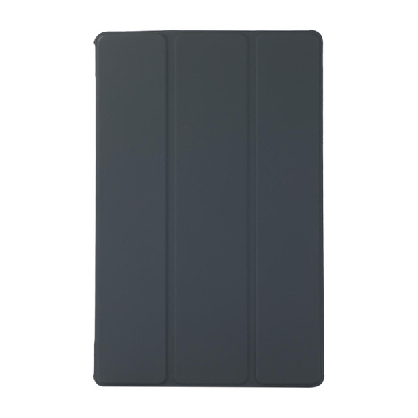 3-folding Skin Texture Horizontal Flip TPU + PU Leatherette Case with Holder - Lenovo M10 Plus(Black)