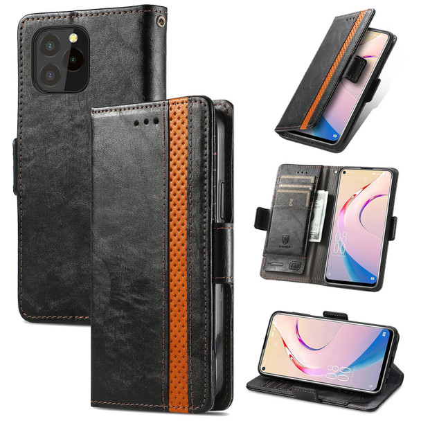 Oukitel C21 Pro CaseNeo Business Splicing Dual Magnetic Buckle Horizontal Flip PU Leather Case with Holder & Card Slots & Wallet(Black)