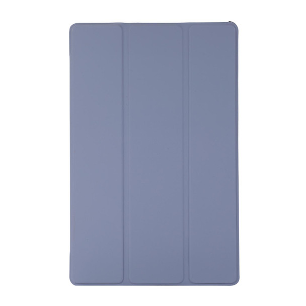 3-folding Skin Texture Horizontal Flip TPU + PU Leatherette Case with Holder - Lenovo M10 Plus(Lavender Grey)