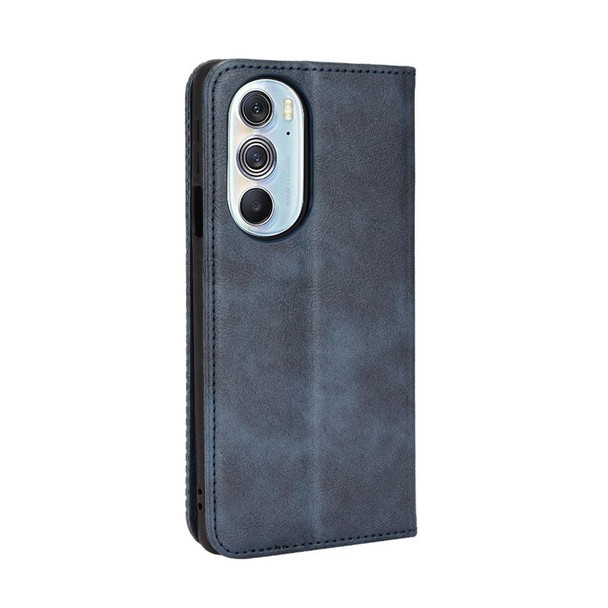 Motorola Moto Edge 30 Pro/Edge+ 2022/Edge X30 Magnetic Buckle Retro Crazy Horse Leather Phone Case(Blue)