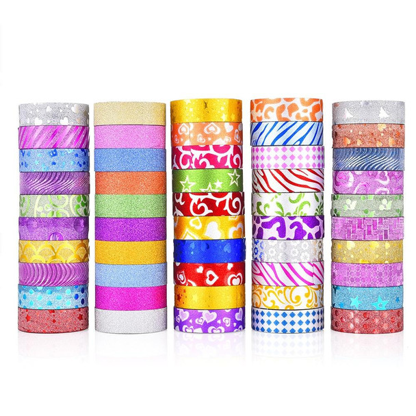 50 Rolls / Box Glitter Tape Hand Ledger Decoration Sticker