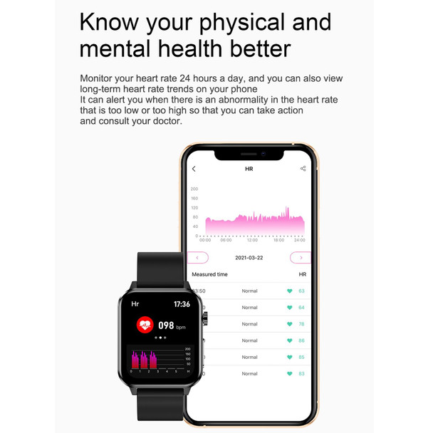 E86 1.7 inch TFT Color Screen IP68 Waterproof Smart Watch, Support Blood Oxygen Monitoring / Body Temperature Monitoring / AI Medical Diagnosis, Style: TPU Strap(Black)