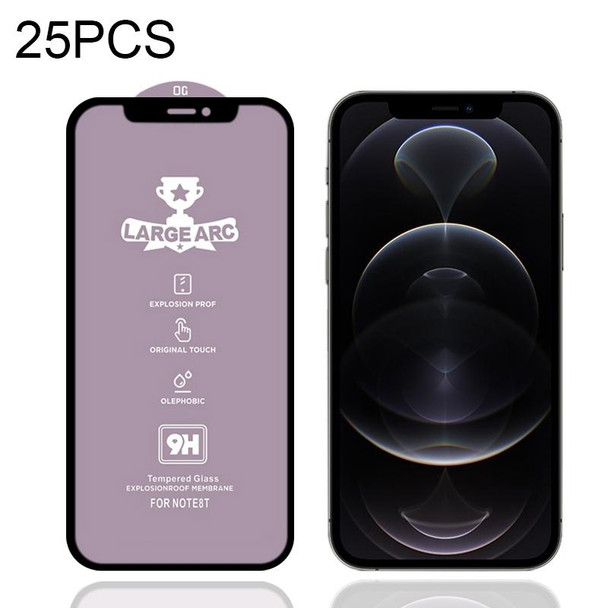 25 PCS 9H HD Large Arc High Alumina Full Screen Tempered Glass Film - iPhone 12 / 12 Pro