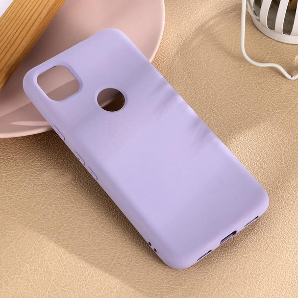 Google Pixel 4a Pure Color Liquid Silicone Shockproof Full Coverage Case(Purple)