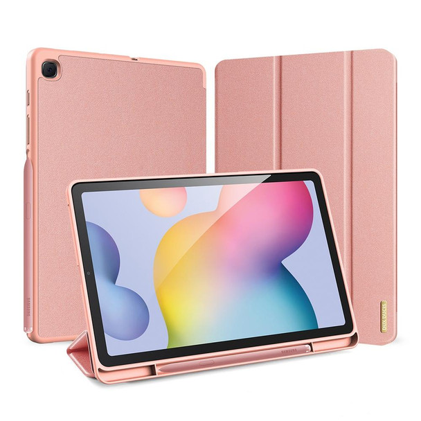 Galaxy Tab S6 Lite 10.4 inch DUX DUCIS Domo Series Horizontal Flip Magnetic PU Leather Case with Three-folding Holder & Pen Slot(Pink)