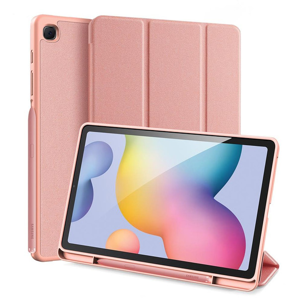 Galaxy Tab S6 Lite 10.4 inch DUX DUCIS Domo Series Horizontal Flip Magnetic PU Leather Case with Three-folding Holder & Pen Slot(Pink)