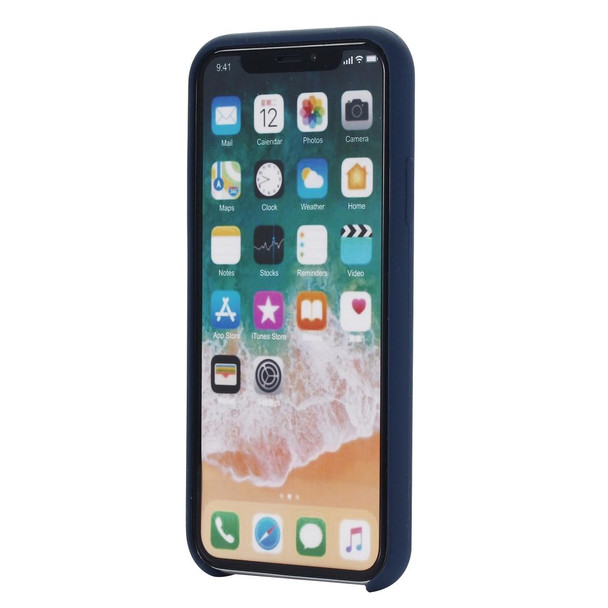 Four Corners Full Coverage Liquid Silicone Protective Case Back Cover for  iPhone XS Max  6.5 inch(Dark Blue)