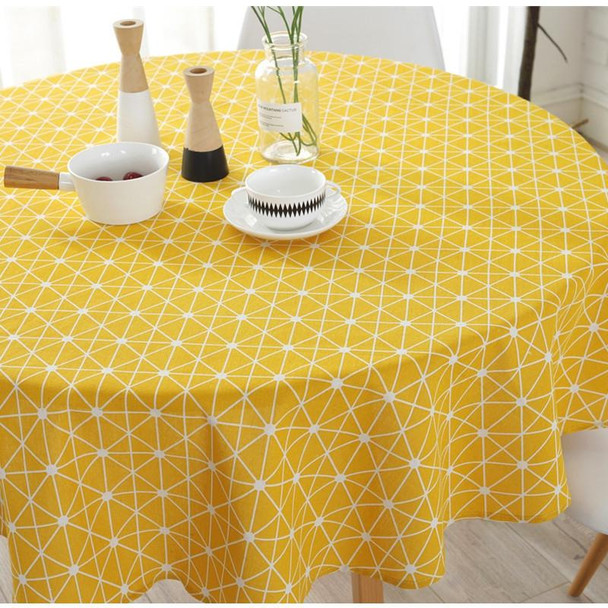 Polyester Cotton Round Tablecloth Dust-proof Cotton and Linen Printing Tablecloth, Diameter:120cm(Yellow Rice)
