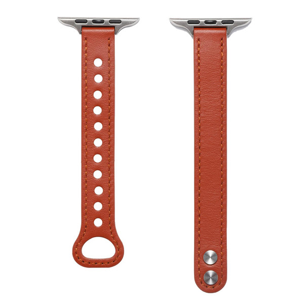 Double Rivets Leatherette Watch Band for Apple Watch Series 7 45mm / 6&SE&5&4 44mm / 3&2&1 42mm(Grey)