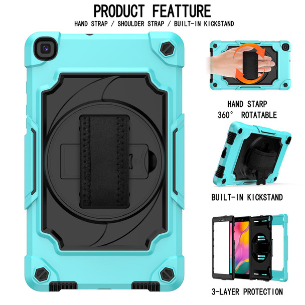 Samsung Tab A 8.0 (2019)/T290 360 Degree Rotation Turntable Contrast Color Robot Shockproof Silicone + PC Protective Case with Holder(Mint Green + Black)