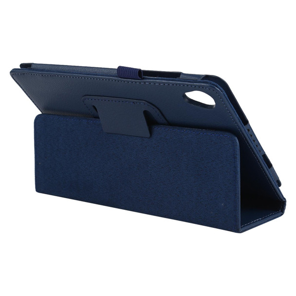 Lenovo Tab M8 Litchi Texture Solid Color Horizontal Flip Leather Case with Holder & Pen Slot(Dark Blue)