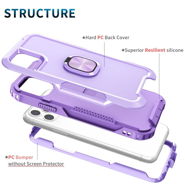 3 in 1 PC + TPU Phone Case with Ring Holder - iPhone 11 Pro Max(Purple)
