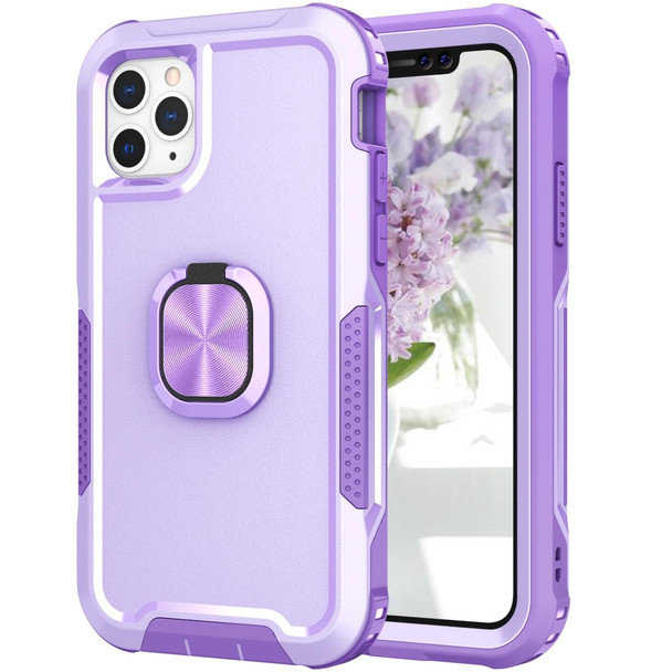 3 in 1 PC + TPU Phone Case with Ring Holder - iPhone 11 Pro Max(Purple)