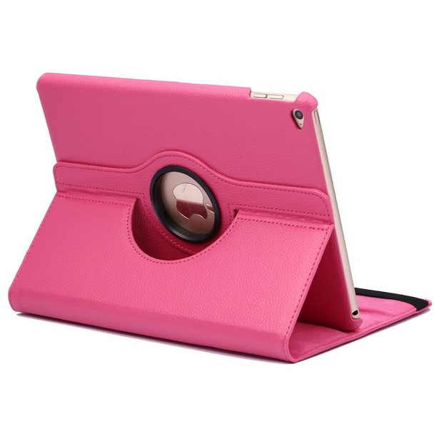 360 Degree Rotation Litchi Texture Flip Leatherette Case with 2 Gears Holder for iPad Air 2(Magenta)