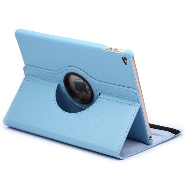 360 Degree Rotation Litchi Texture Flip Leatherette Case with 2 Gears Holder for iPad Air 2(Blue)