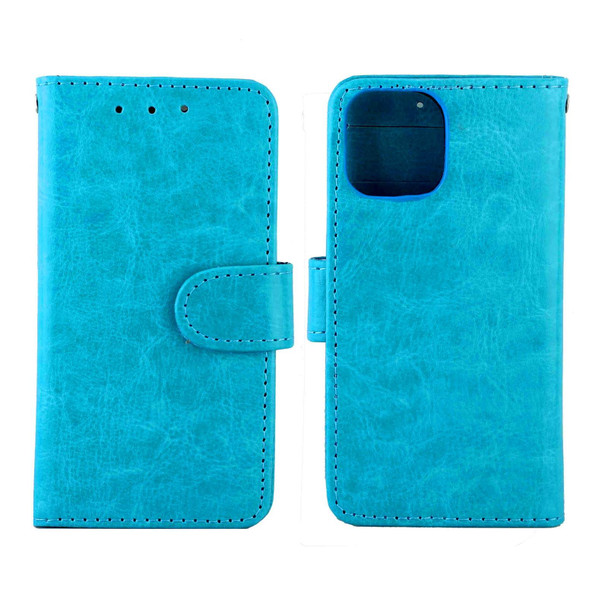 Crazy Horse Texture Leatherette Horizontal Flip Protective Case with Holder & Card Slots & Wallet & Photo Frame - iPhone 13 mini (baby Blue)