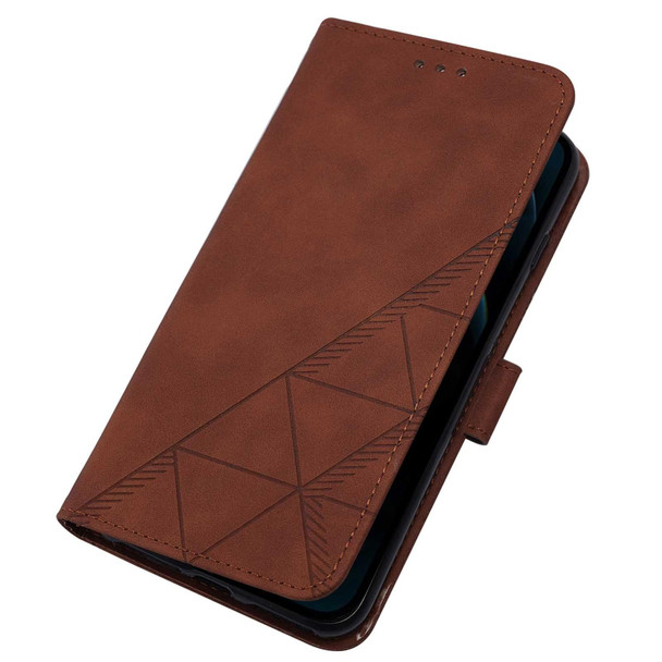 Crossbody 3D Embossed Flip Leatherette Phone Case - iPhone 12 Pro Max(Brown)