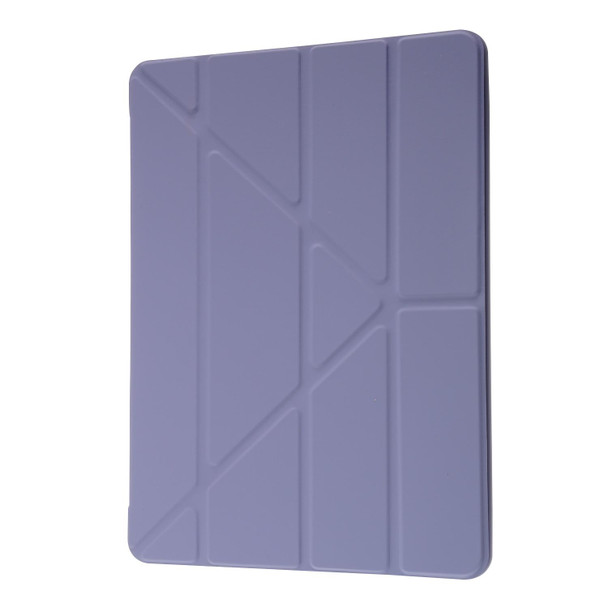 Deformation Transparent Acrylic Horizontal Flip PU Leatherette Case with Multi-folding Holder & Sleep / Wake-up Function & Pen Slot - iPad 10.2 2021 / 2020 / 2019(Lavender Grey)