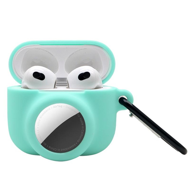 2 in 1 Shockproof Full Coverage Silicone Protective Case - AirPods 3 / AirTag(Teal Green)