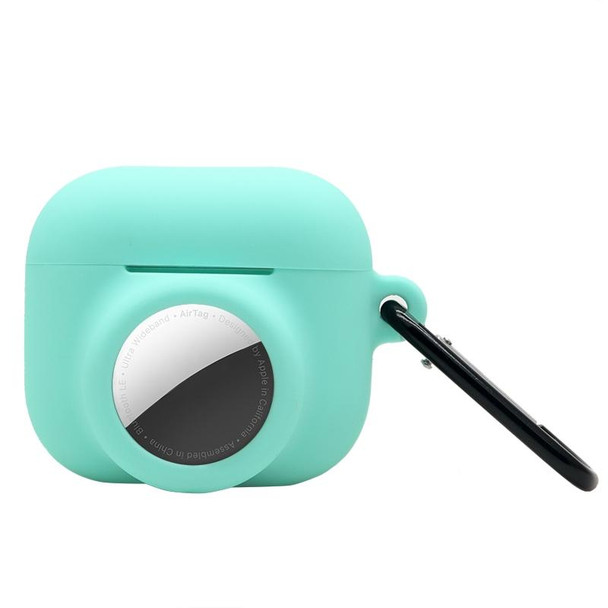 2 in 1 Shockproof Full Coverage Silicone Protective Case - AirPods 3 / AirTag(Teal Green)