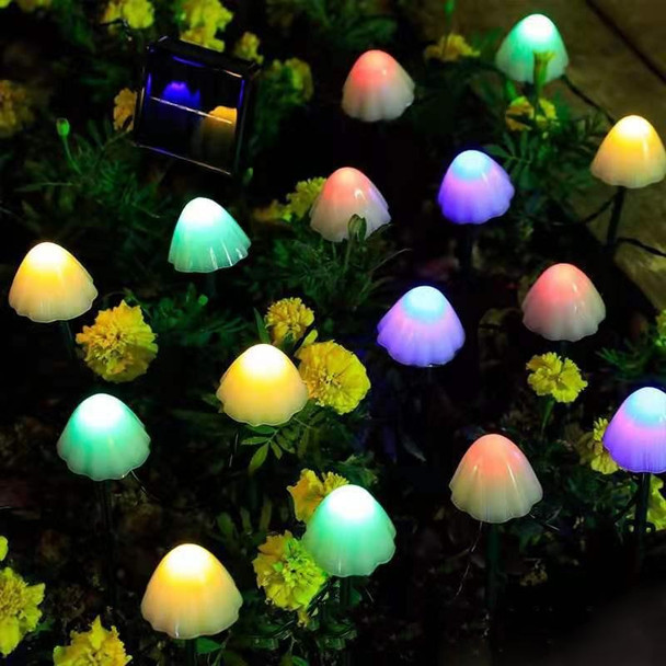 6.5m 30 LEDs Solar Mushroom Lawn Light Outdoor Waterproof Garden Villa Landscape Decorative String Lights(Colorful Light)