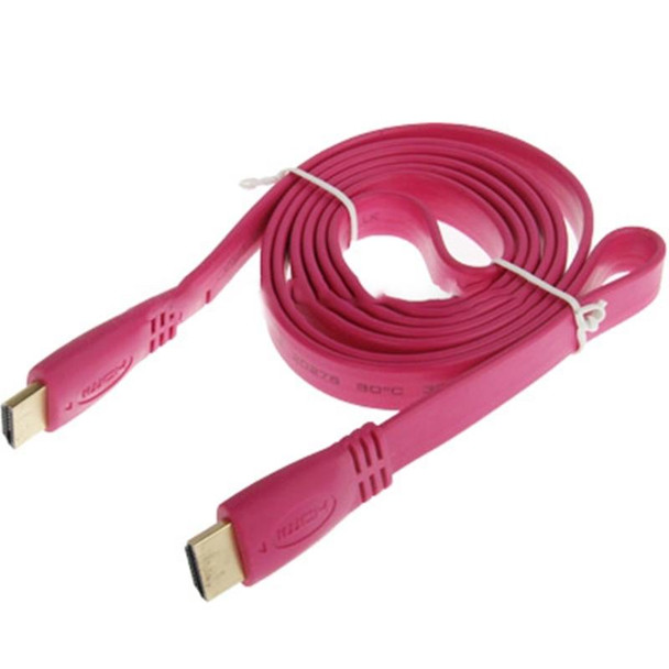 1.5m Gold Plated HDMI to HDMI 19Pin Flat Cable, 1.4 Version, Support Ethernet, 3D, 1080P, HD TV / Video / Audio etc(Magenta)