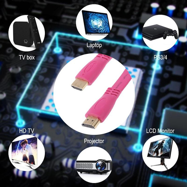 1.5m Gold Plated HDMI to HDMI 19Pin Flat Cable, 1.4 Version, Support Ethernet, 3D, 1080P, HD TV / Video / Audio etc(Magenta)