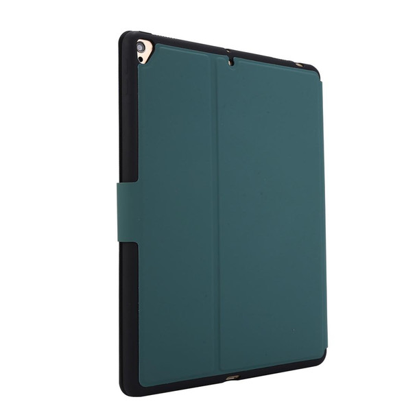 iPad 9.7 (2018) / (2017) Electric Pressed Texture Horizontal Flip Leather Case with Holder & Pen Slot(Dark Green)
