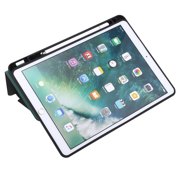 iPad 9.7 (2018) / (2017) Electric Pressed Texture Horizontal Flip Leather Case with Holder & Pen Slot(Dark Gray)