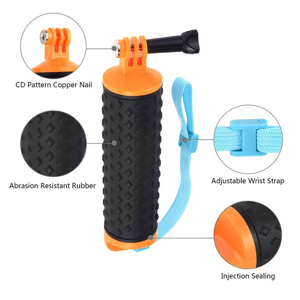 PULUZ Floating Handle Hand Grip Buoyancy Rods with Strap for GoPro HERO10 Black / HERO9 Black / HERO8 Black / HERO7 /6 /5 /5 Session /4 Session /4 /3+ /3 /2 /1, Xiaoyi and Other Action Cameras(Orange