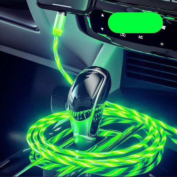 2 in 1 USB to 8 Pin + Type-C / USB-C Magnetic Absorption Colorful Streamer Mobile Phone Charging Cable, Length: 1m(Green Light)