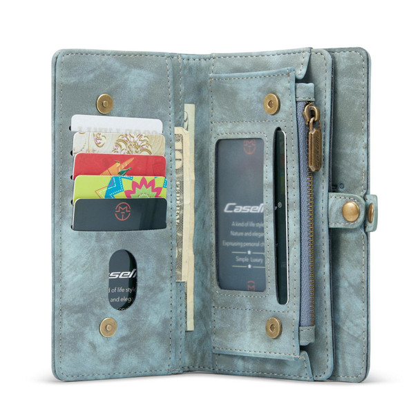 CaseMe-008 Detachable Multifunctional Horizontal Flip Leatherette Case with Card Slot & Holder & Zipper Wallet & Photo Frame - iPhone 13 Pro Max(Blue)