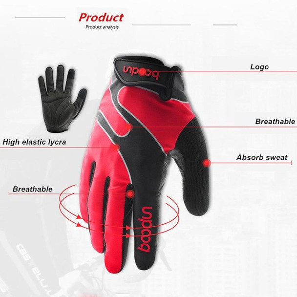 Boodun Bicycle Gloves Long Finger Cycling Glove Sports Outdoor Elastic Touch Screen Gloves, Size: M(Silver)