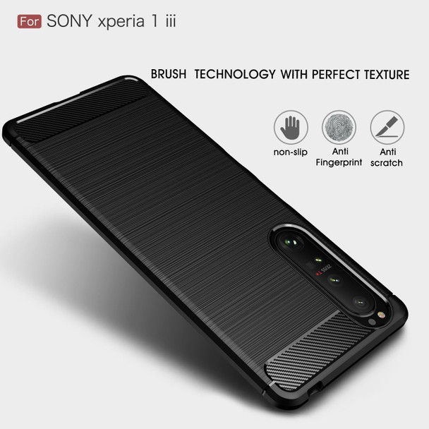 Sony Xperia 1 III Brushed Texture Carbon Fiber TPU Case(Black)