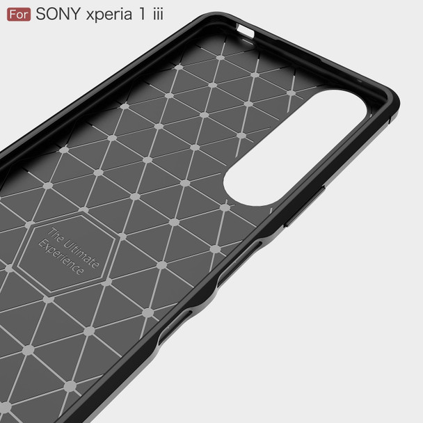 Sony Xperia 1 III Brushed Texture Carbon Fiber TPU Case(Black)